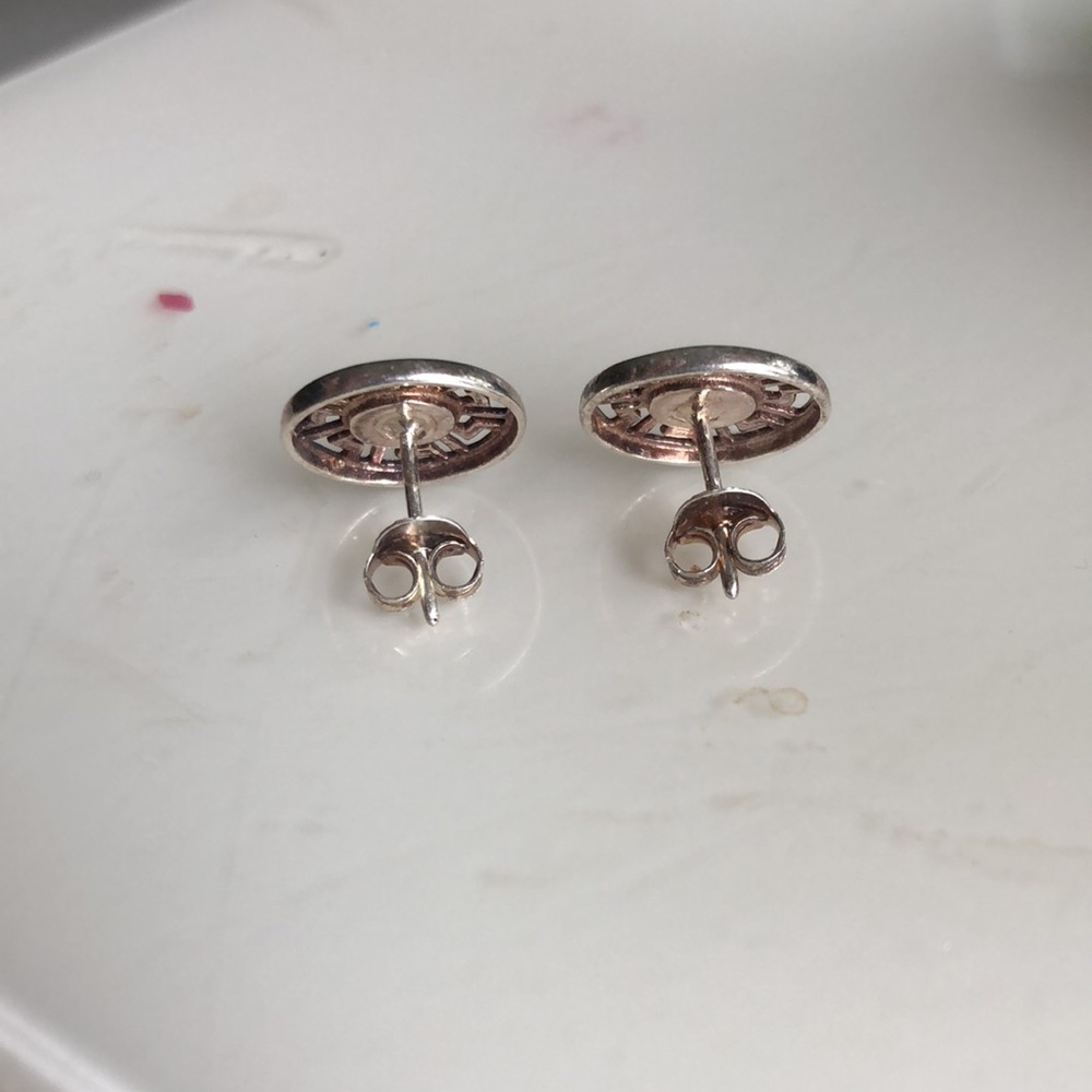 Sterling Silver Opal Greek Earrings - image 4